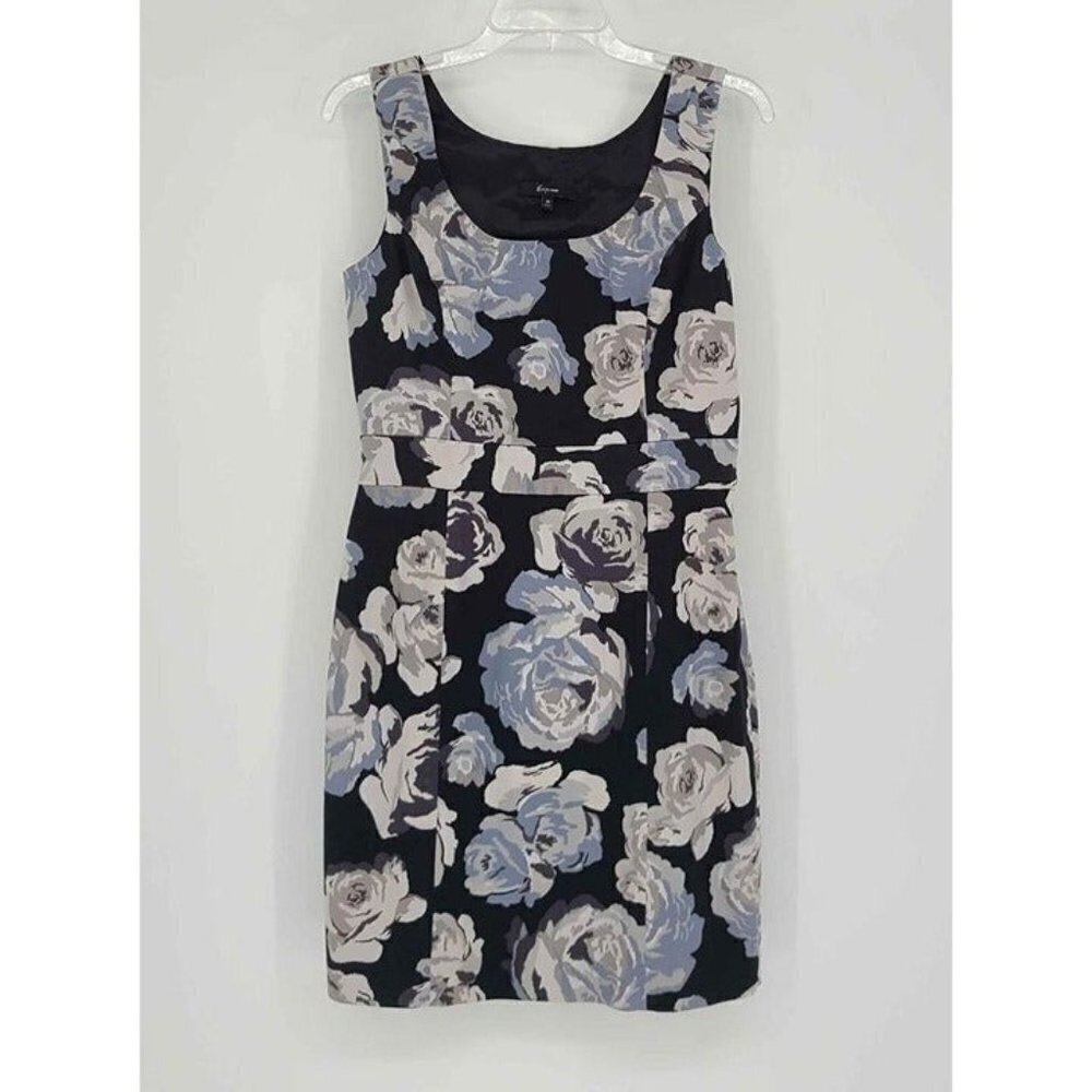 Express Black Gray Floral Fully Lined Sheath Dress w/Back Hem Split Size 10
